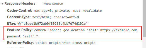 Feature-Policy Header value